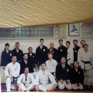 With Matayoshi sensei, Giles and Martha Hopkins,  and members of Kodokan Boston, Amherst MA, 1995